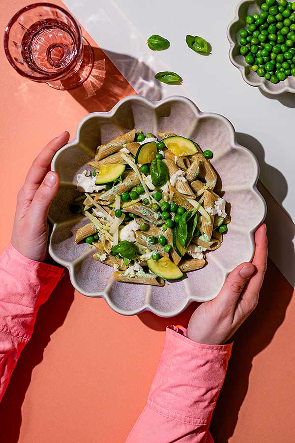 zielony makaron penne